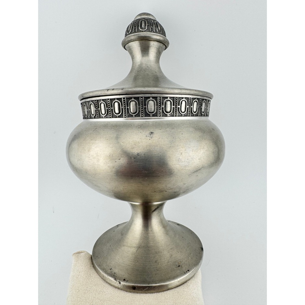 Vintage Selandia Norway Pewter Pedestal Bowl with Lid Mid Century 1960s Norway